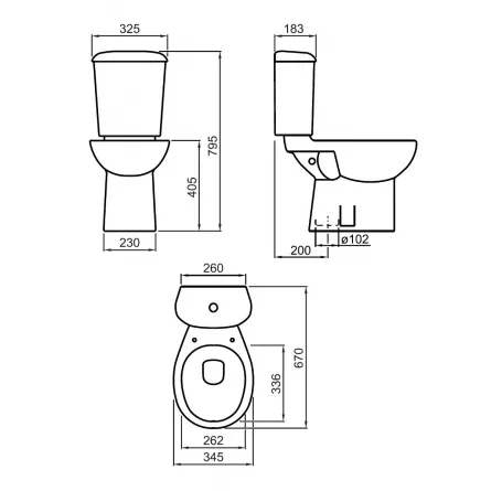 Set WC compact Fayans Enjoy WQ6F71110001311, alb, evacuare verticala
