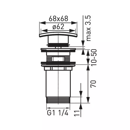 Ventil click clack Ferro Quadro S284-B F cu preaplin,  crom