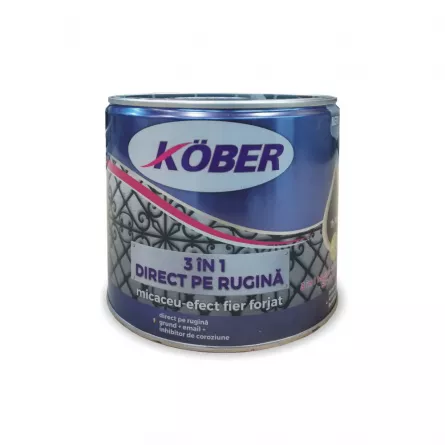 Vopsea 3in1 direct pe rugina cu efect lovitura de ciocan, Kober, Hammer argintiu 2.5 L
