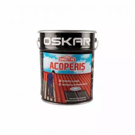 Vopsea alchidica Direct pe acoperis Oskar, exterior, gri metal, 10 L