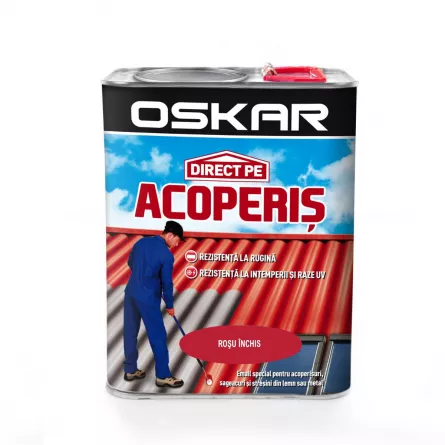 Vopsea alchidica Direct pe acoperis Oskar, exterior, rosu inchis, 2,5 L
