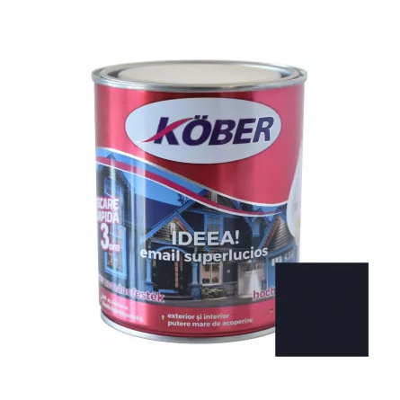 Vopsea alchidica pentru lemn si metal Kober Ideea, culoare gri antracit, ambalare 0.75 L