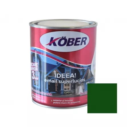 Vopsea alchidica pentru lemn si metal Kober Ideea, culoare verde luminos, ambalare 0.75 L