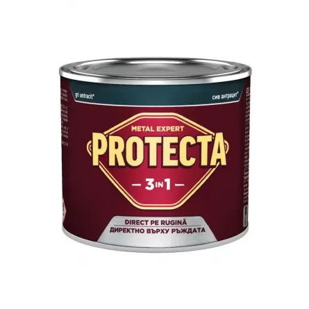 Vopsea alchidica pentru metal Protecta, culoare gri antracit, ambalare 0.5 L