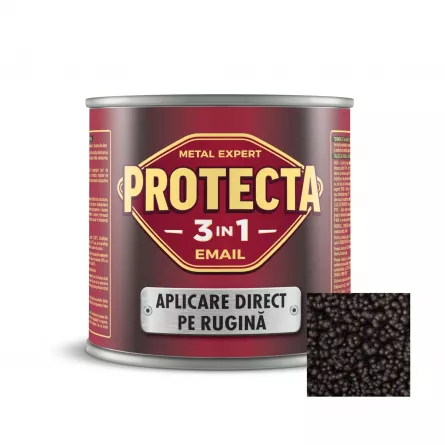 Vopsea alchidica pentru metal Protecta, culoare negru metalic texturat, ambalare 0.5 L