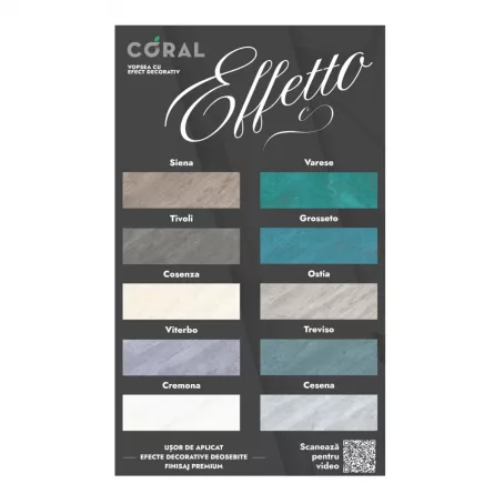 Vopsea decorativa, interior, Coral Effetto, Siena maro, 0.9 l