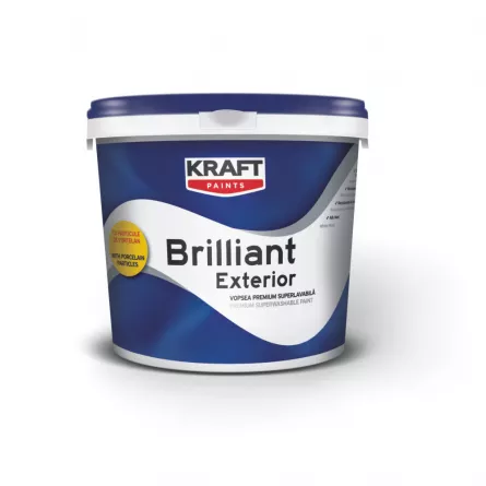 Vopsea lavabila, exterior, Kraft Briliant Exterior alb 15 L