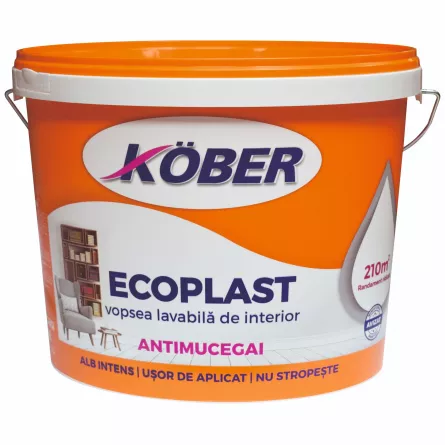 Vopsea lavabila Kober Ecoplast 15 L + Amorsa 3 L Cadou