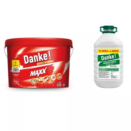 Vopsea lavabila pentru interior, Danke Max, ambalare 15 L, culoare alba, amorsa 4 L Cadou