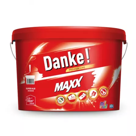 Vopsea lavabila pentru interior, Danke Maxx, ambalare 2.5 L, culoare alba