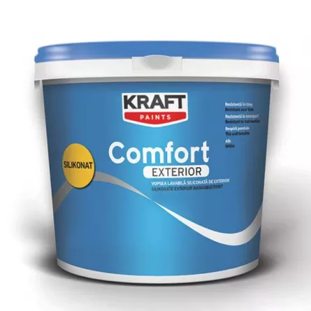 Vopsea lavabila siliconata pentru exterior, Kraft Comfort Exterior Silikonat, ambalare 4 L