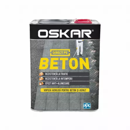 Vopsea pentru decorarea suprafetelor din beton si asfalt Oskar Beton, culoare alba, ambalare 2.5 L