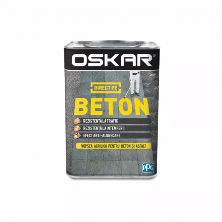 Vopsea pentru decorarea suprafetelor din beton si asfalt Oskar Beton, culoare gri deschis, ambalare 0.75 L