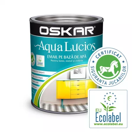 Vopsea pentru lemn si metal Oskar Aqua Lucios, culoare gri grafit, ambalare 0.6 L