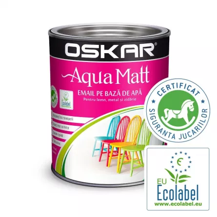 Vopsea pentru lemn si metal Oskar Aqua Matt, culoare gri urban, ambalare 0.6 L