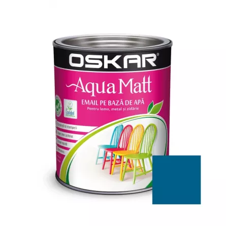 Vopsea pentru lemn si metal Oskar Aqua Matt, culoare turcoaz, ambalare 0.6 L