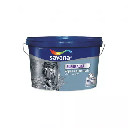 Vopsea superlavabila cu latex, interior, Savana, alb mat, 8,5 L