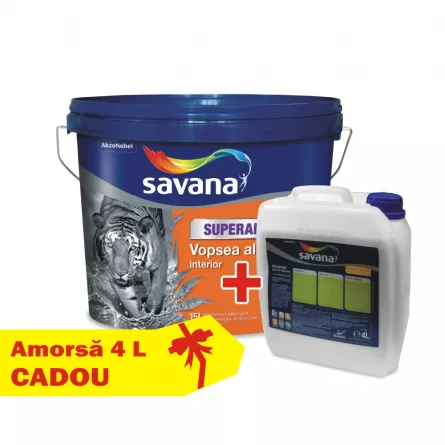 Vopsea superlavabila pentru interior 15 L, superalba  + Amorsa 4 L Cadou