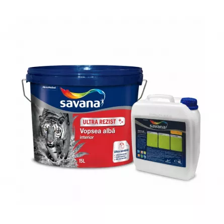 Vopsea superlavabila Savana Ultra Rezist 15 L + Amorsa 4 L Cadou