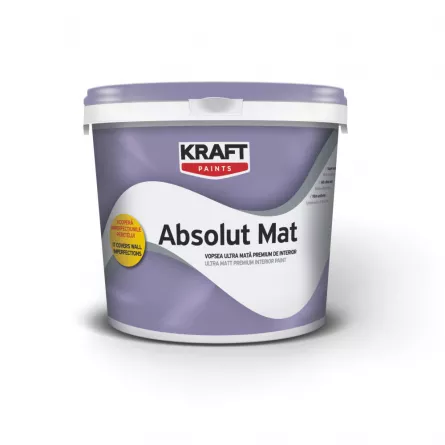 Vopsea ultralavabila, ultra mata, interior, Kraft Absolut Mat 4 L