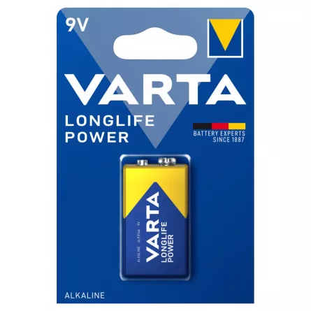 Baterie 9V alcalina Varta Longlife Power, [],papetarie.ro