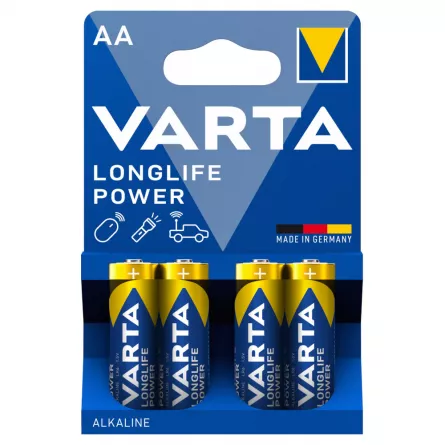 Baterii AA alcaline blister 4 baterii Varta Longlife Power, [],papetarie.ro
