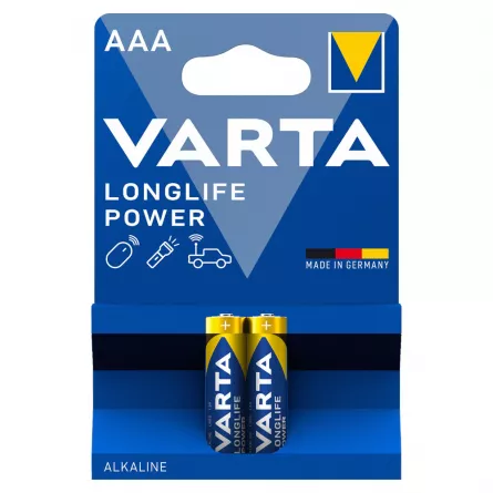 Baterii AAA alcaline blister 2 baterii Varta Longlife Power, [],papetarie.ro