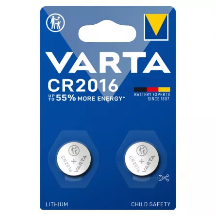 Baterii cu litiu CR2016 3V blister 2 baterii Varta Energy Lithium, [],papetarie.ro