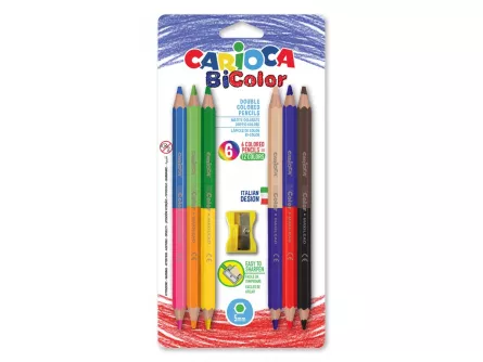 Creioane color Bi-Color Carioca 6/set, [],papetarie.ro