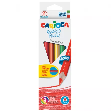 Creioane color triunghiulare Maxi Carioca 6/set, [],papetarie.ro