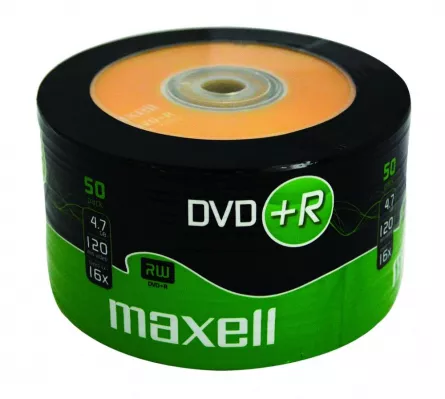DVD+R 4.7GB 120min 16x 50/folieMaxell, [],papetarie.ro