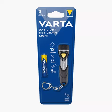 Lanterna LED Varta Day Light breloc + baterie AAA Varta Longlife Power, [],papetarie.ro