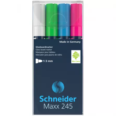 Marker pentru sticla Schneider Maxx 245 4 buc/set Set cu alb, [],papetarie.ro