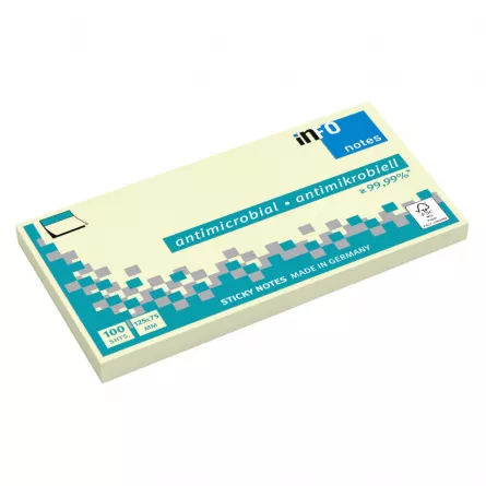 Notite adezive 75x125mm efect antimicrobian 100 sticky notes Info Notes, [],papetarie.ro