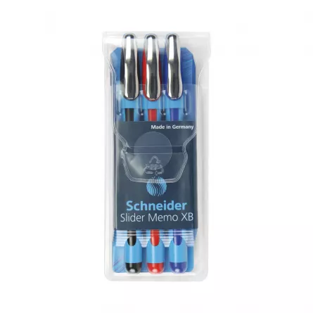 Set 3 x pix cu gel Schneider Slider Memo XB 0.6mm - pixuri colorate unica folosinta, [],papetarie.ro
