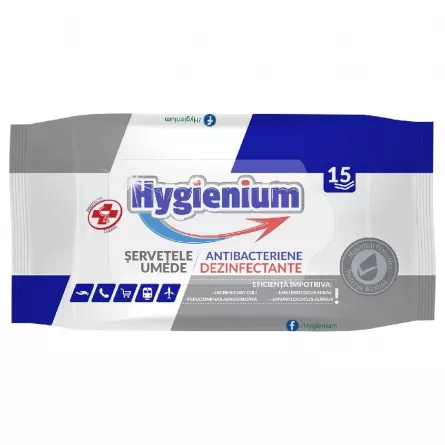 Servetele umede antibacteriene 15 buc/set Hygienium, [],papetarie.ro