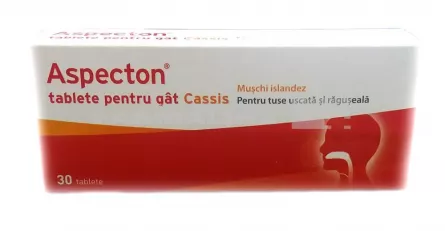 Aspecton Tablete pentru gat Cassis 30 tablete
