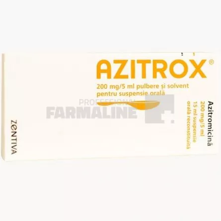 AZITROX 200 mg/5 ml x 1 PULB. + SOLV. SUSP. ORALA 200mg/5ml ZENTIVA S.A.