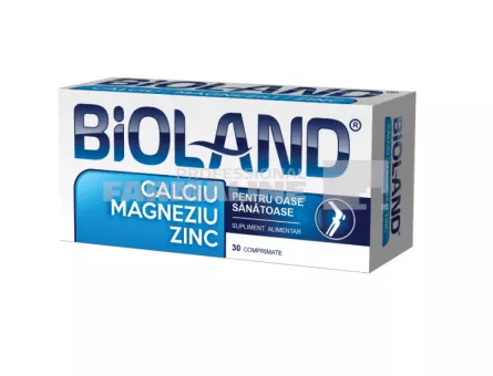 Bioland Calciu + Magneziu + Zinc 30 comprimate