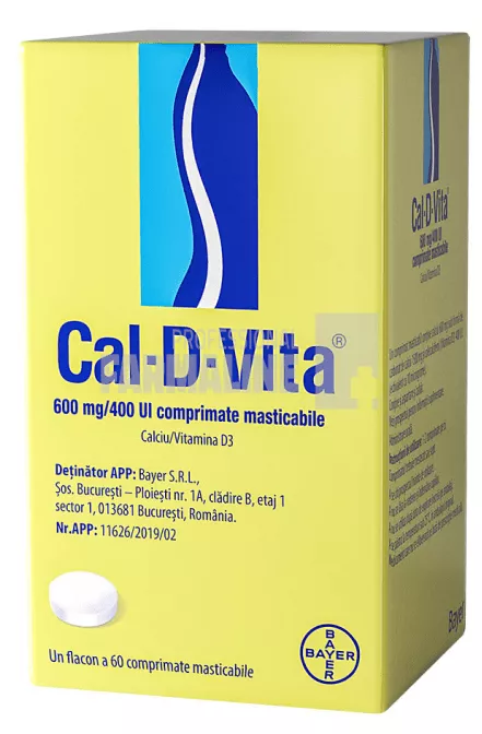 CAL-D-VITA 600 mg/400 UI comprimate masticabile