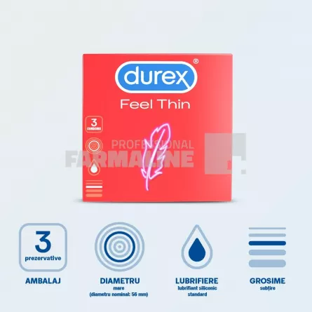 Durex Feel Thin Prezervative 3 bucati