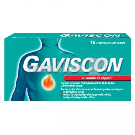 Gaviscon cu aroma de capsuni 16 comprimate masticabile