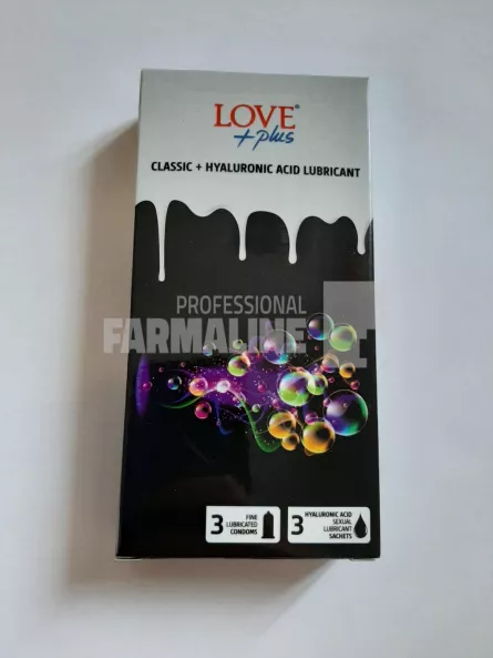 Love Plus Classic Hyaluronic Acid Lubricant 3 prezervative + 3 lubrifiante