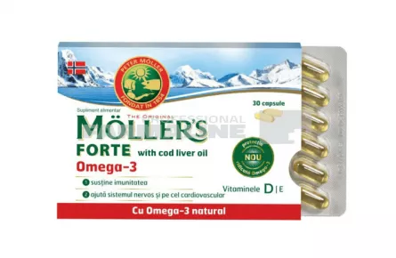 Moller's Forte Omega 3 + Ulei de ficat de cod 30 capsule