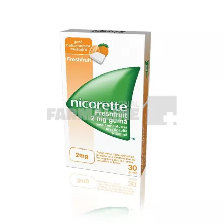 Nicorette Freshfruit 2 mg 30 gume medicamentoase masticabile