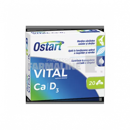 Ostart Vital Ca + D3 20 comprimate