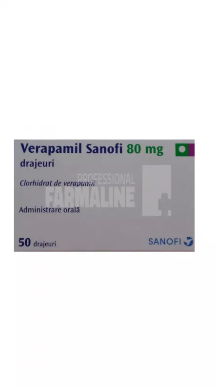 VERAPAMIL 80 mg X 50 DRAJ. 80mg SANOFI ROMANIA S.R.L