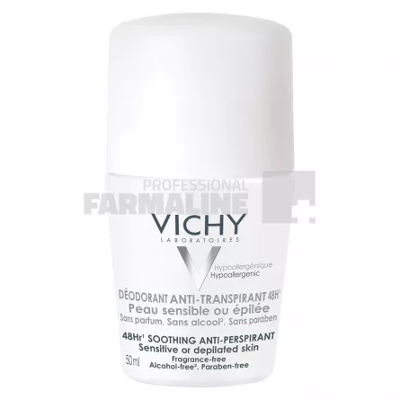 Vichy Deodorant roll-on antiperspirant fara parfum 48h 50 ml