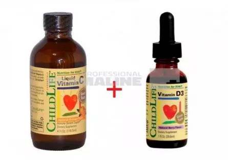 Vitamina C lichida pentru copii 118.5 ml + Vitamina D3 29.6 ml 50% din al II lea