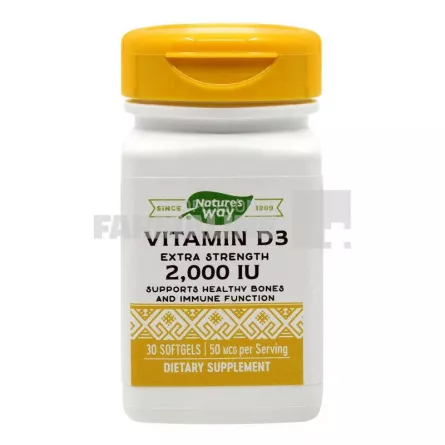 Vitamina D3 pentru adulti 2000 UI 30 capsule